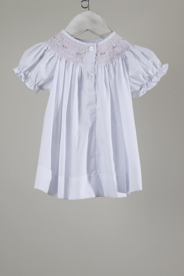 Baby Blessings White Geometric Iris Dress With Bonnet