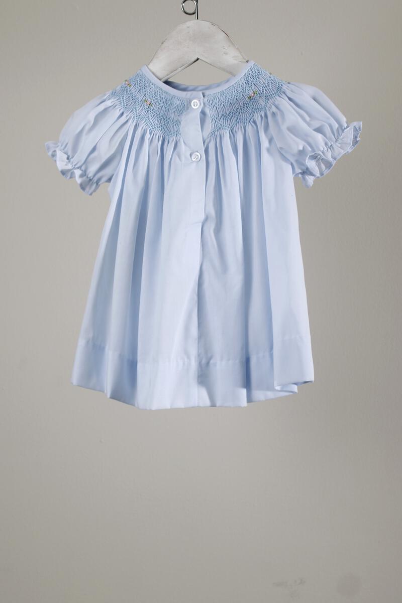 Baby Blessings Light Blue Geometric Iris Dress With Bonnet
