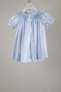 Baby Blessings Light Blue Geometric Iris Dress With Bonnet