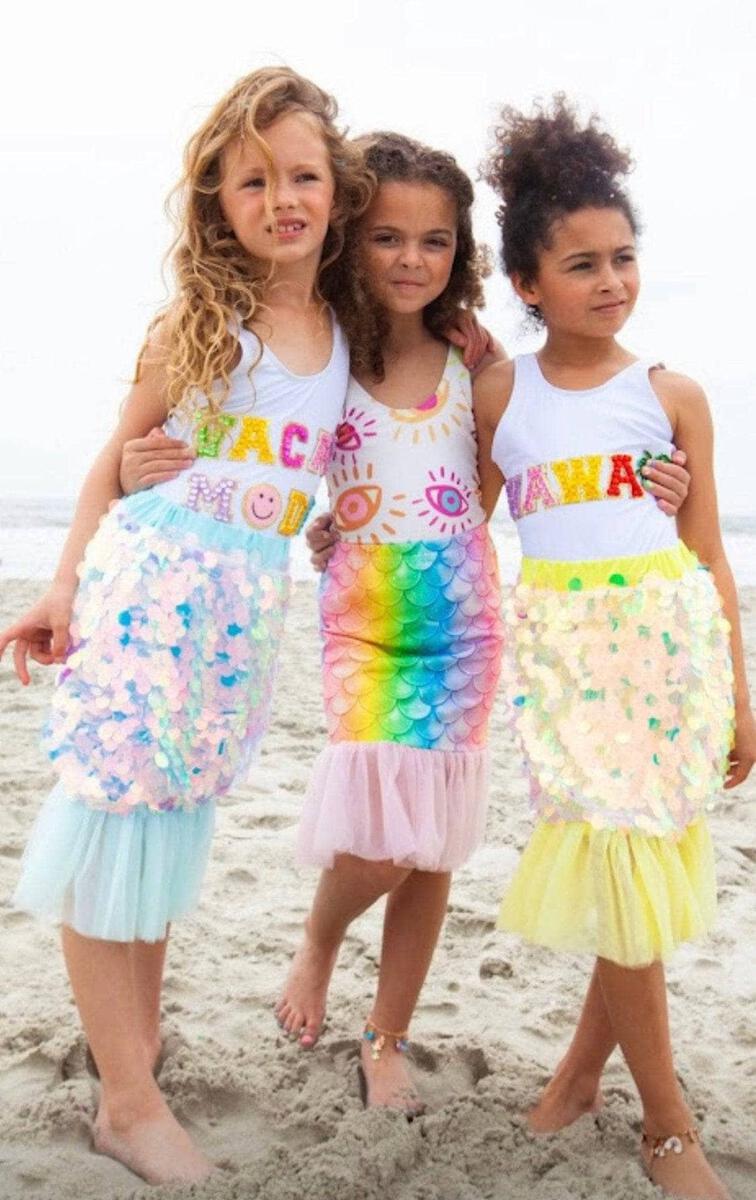 LOLA AND THE BOYS RAINBOW MERMAID SWIM COVERUP