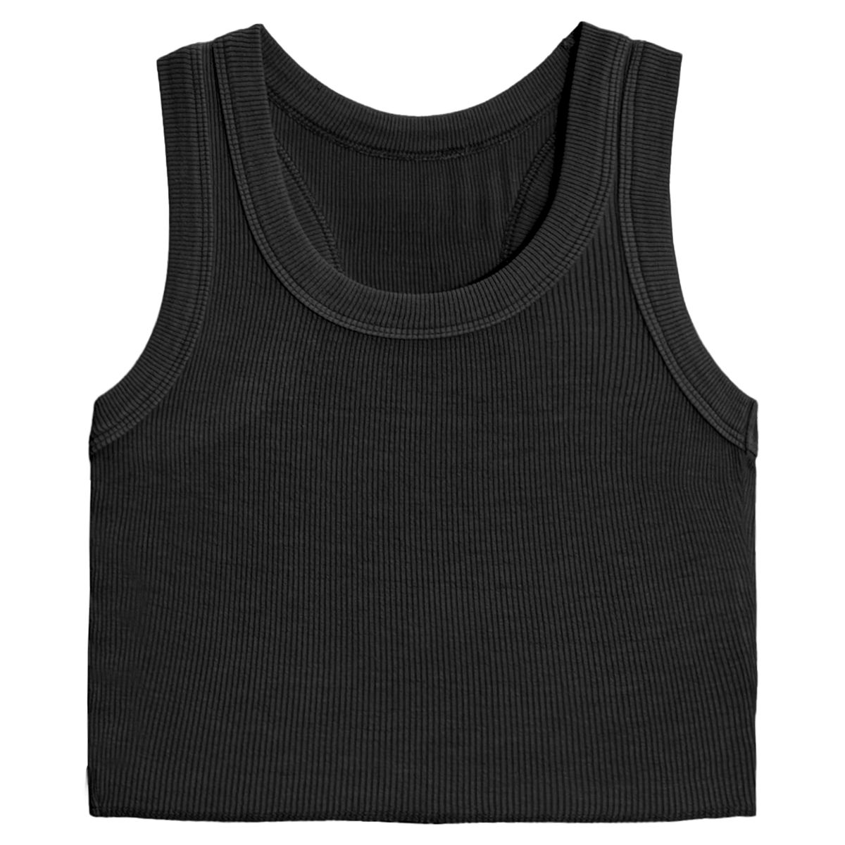 SUZETTE COLLECTION CROPPED RIBBED TANK BLACK