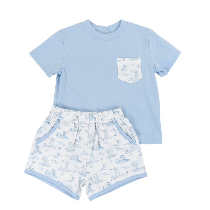 CYPRESS ROW SNIPS & SNAILS BOYS PLAY POCKET SHORT SET