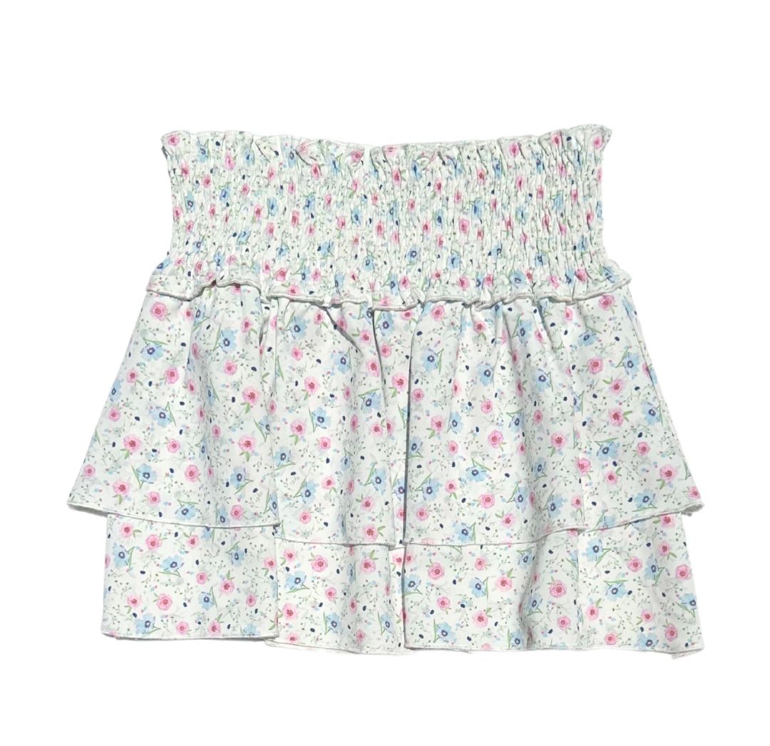 PLEAT SCOTTIE SKIRT PINK/BLUE FLORAL