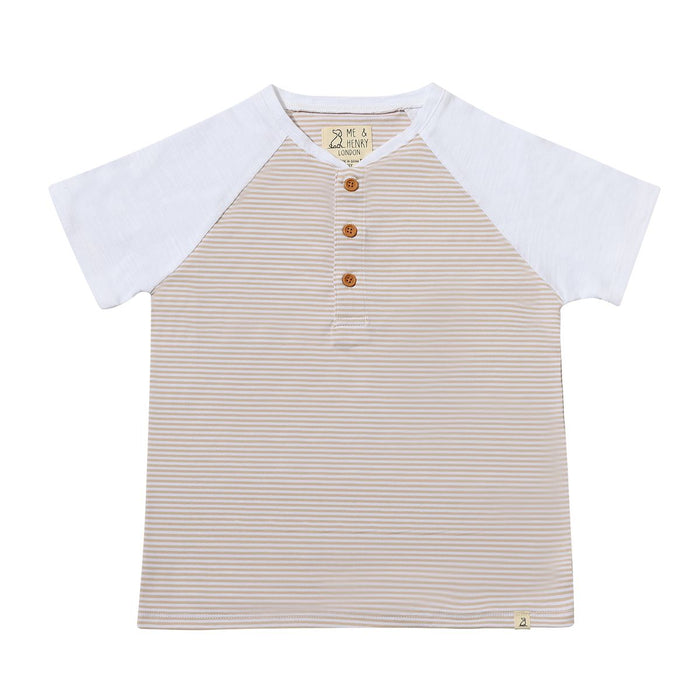 ME & HENRY BEACON RAGLAN HENLEY BEIGE/WHITE STRIPE