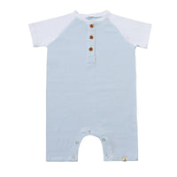 ME & HENRY AFLOAT RAGLAN ROMPER BLUE/WHITE STRIPE