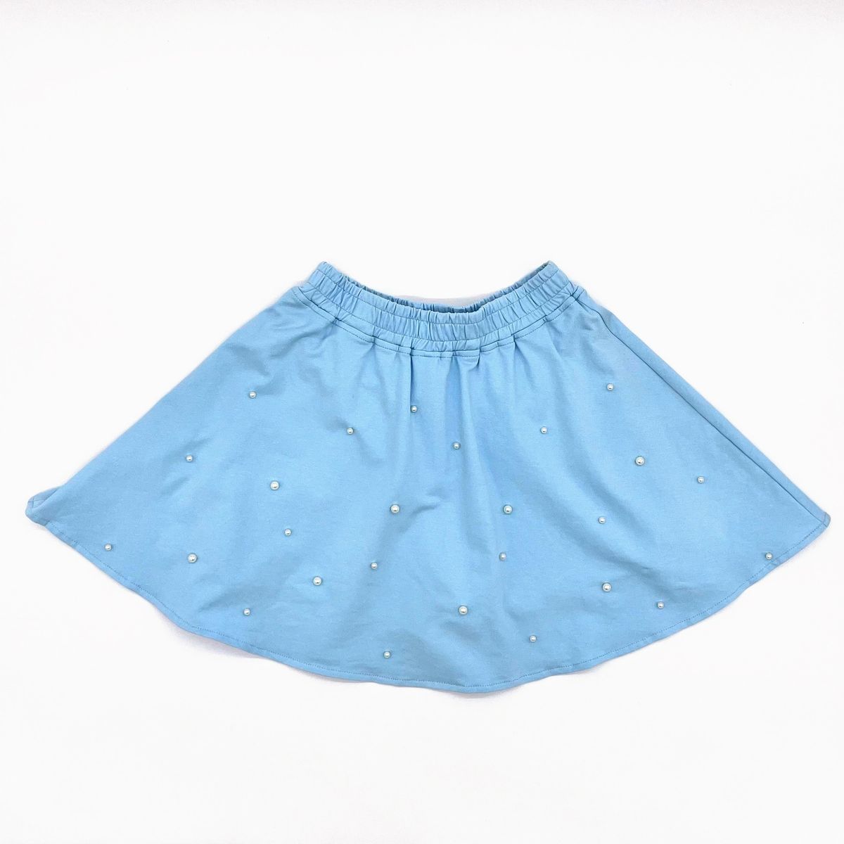 BLENDED SPIRIT PINK PUFF SLEEVE PEARL SKORT SET BLUE