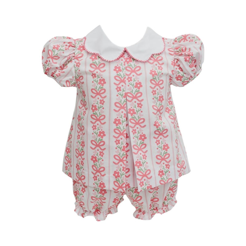 KREWE PLEATED BOWS AND FLOWERS BLOOMER SET