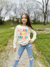 PAPER FLOWER MERRY & BRIGHT CHENILLE GRAPHIC SWEATSHIRT