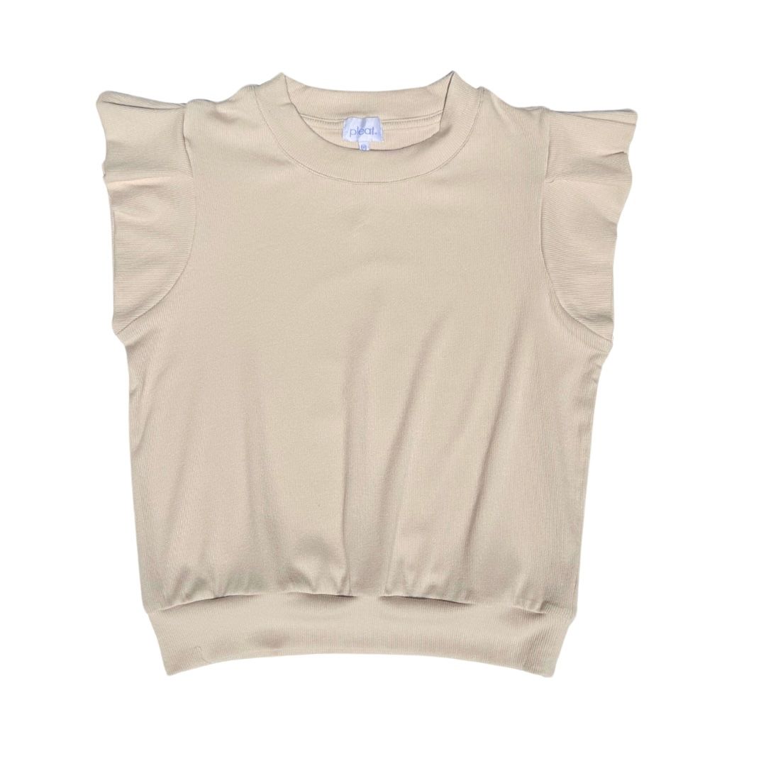 PLEAT OLIVIA KNIT TOP SAND