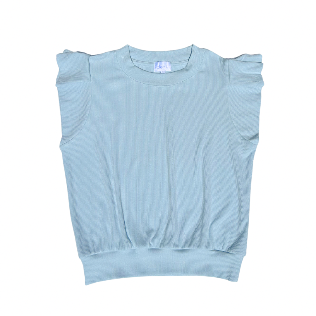 PLEAT OLIVIA KNIT TOP BLUE