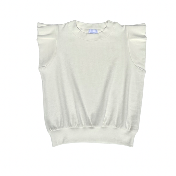 PLEAT OLIVIA KNIT TOP WHITE