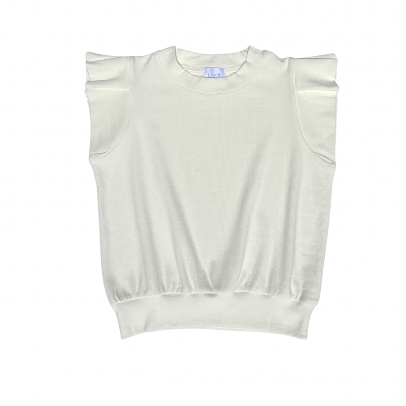 PLEAT OLIVIA KNIT TOP WHITE