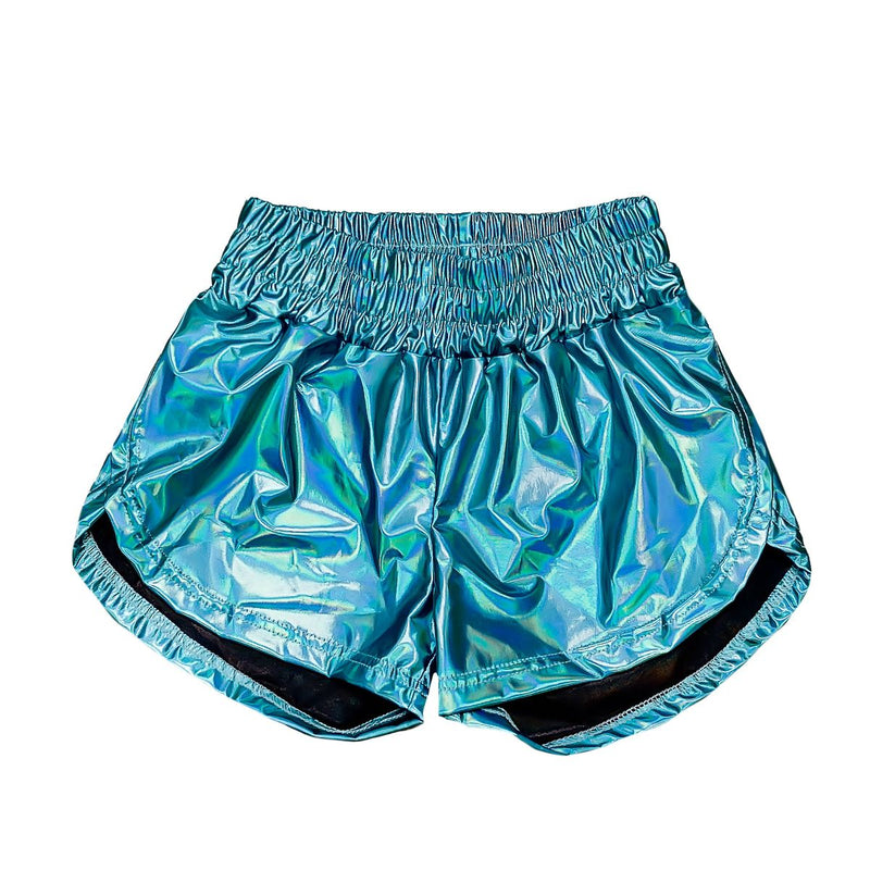 BELLE CHER AQUA METALLIC SHORTS