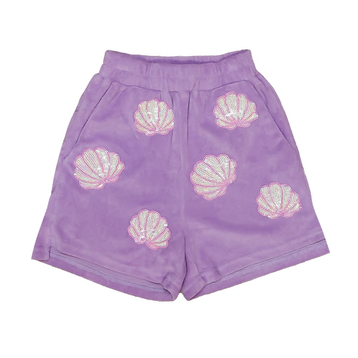 BELLE CHER LAVENDER TERRY CLOTH SEASHELL SHORTS