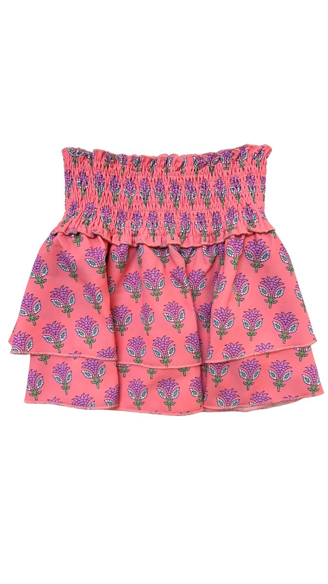 PLEAT SCOTTIE SKIRT CORAL BLOCK