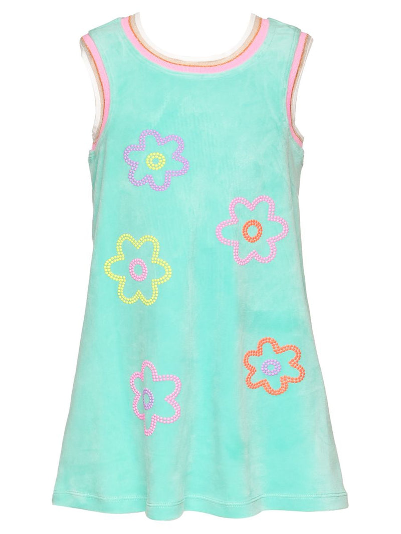 BABY SARA VELOUR DRESS WITH FLOWER DETAIL