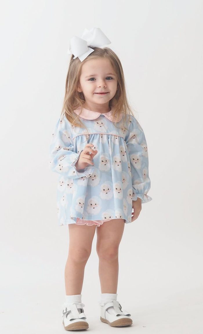 CYPRESS ROW SANTA BABY GIRL BUBBLE SHORT SET