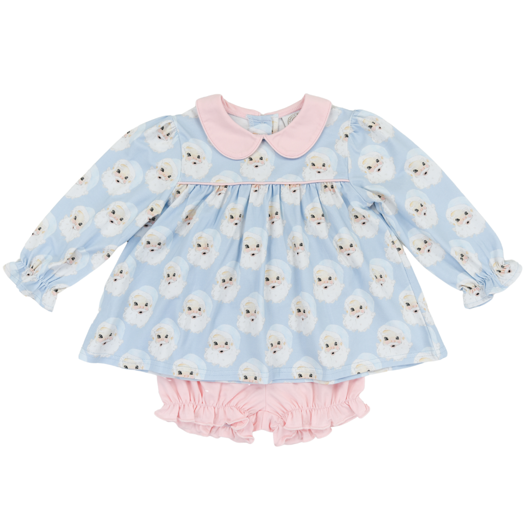 CYPRESS ROW SANTA BABY GIRL BUBBLE SHORT SET
