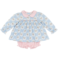 CYPRESS ROW SANTA BABY GIRL BUBBLE SHORT SET