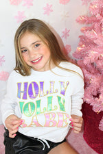 PAPER FLOWER HOLLY JOLLY BABE APPLIQUE SWEATSHIRT