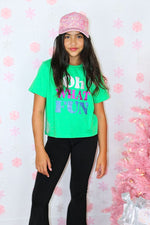 PAPER FLOWER OH WHAT FUN RHINESTONE GLITTER HOLIDAY GRAPHIC TEE