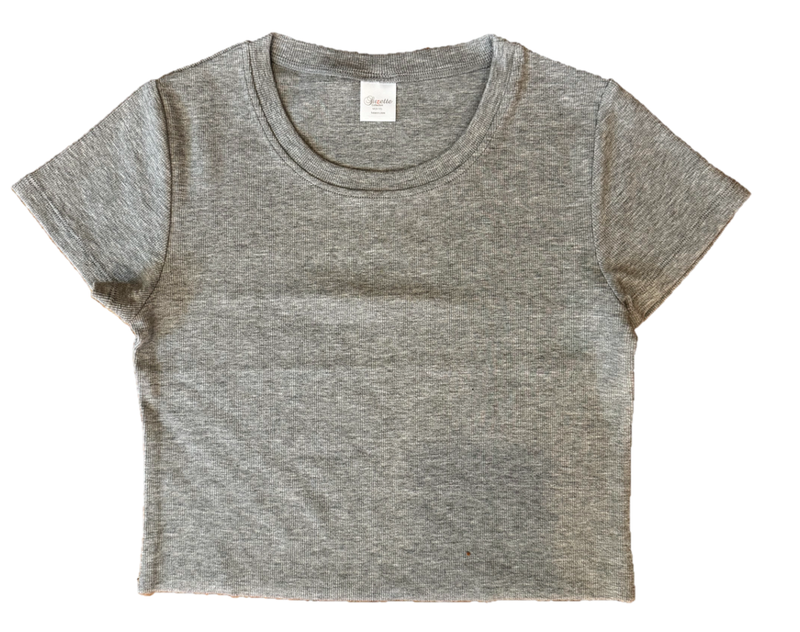 SUZETTE COLLECTION RIBBED BOXY TEE HEATHER GRAY