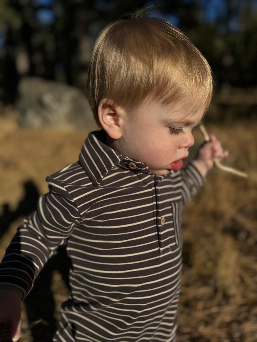 ME & HENRY KINGSTON POLO ROMPER BROWN STRIPE