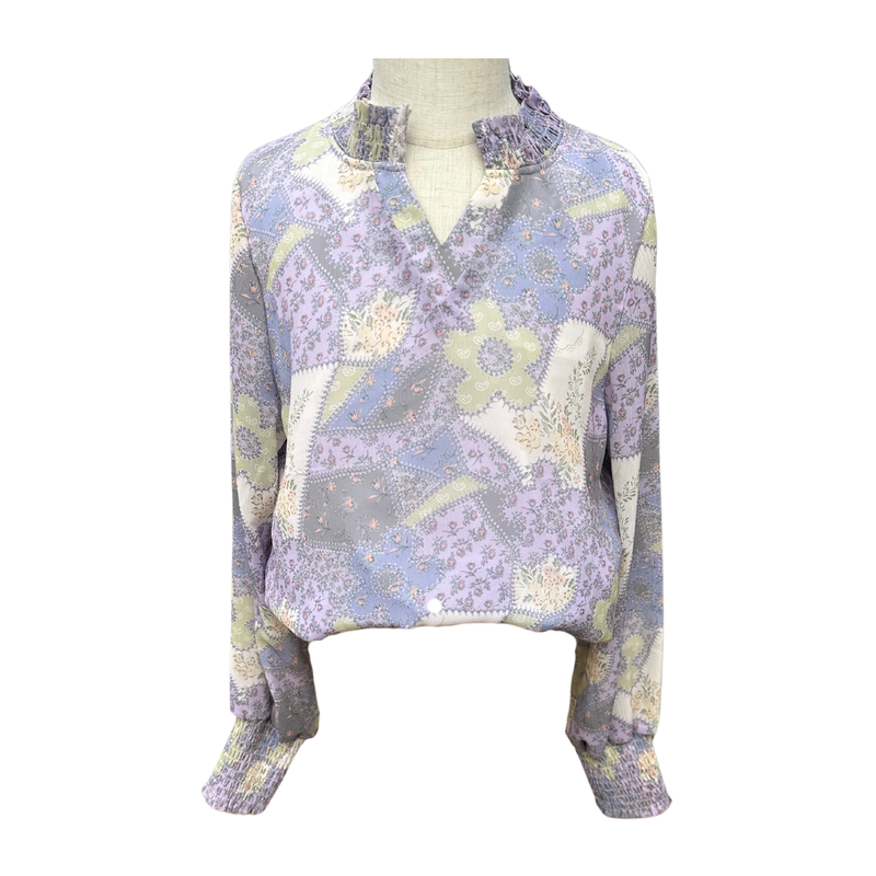 PLEAT ELIZABETH TOP PURPLE PATCH