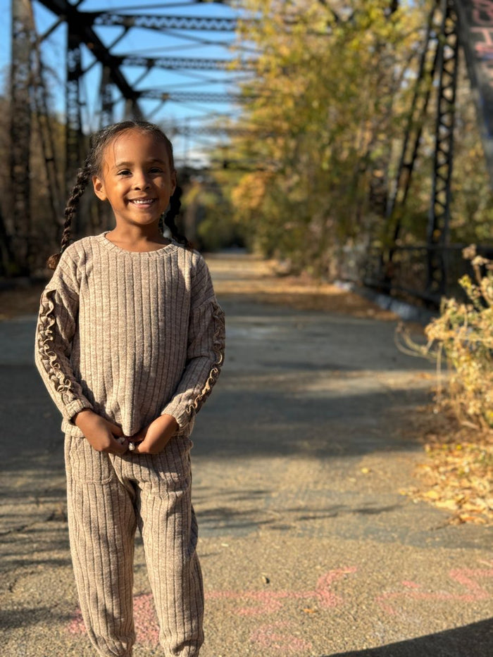 VIGNETTE GIRLS JESS SWEATER SET BROWN