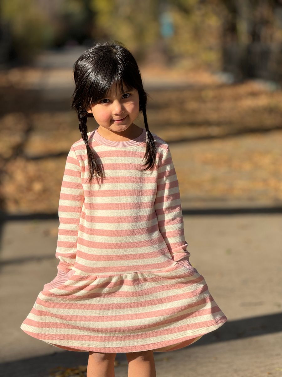 VIGNETTE GIRLS LARA DRESS PINK STRIPE