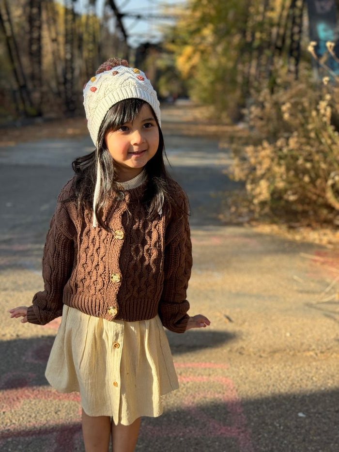 VIGNETTE GIRLS EVELYN CARDIGAN BROWN