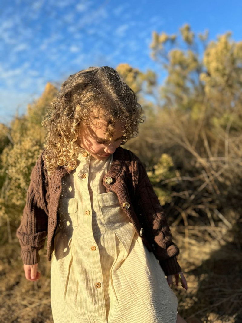 VIGNETTE GIRLS EVELYN CARDIGAN BROWN