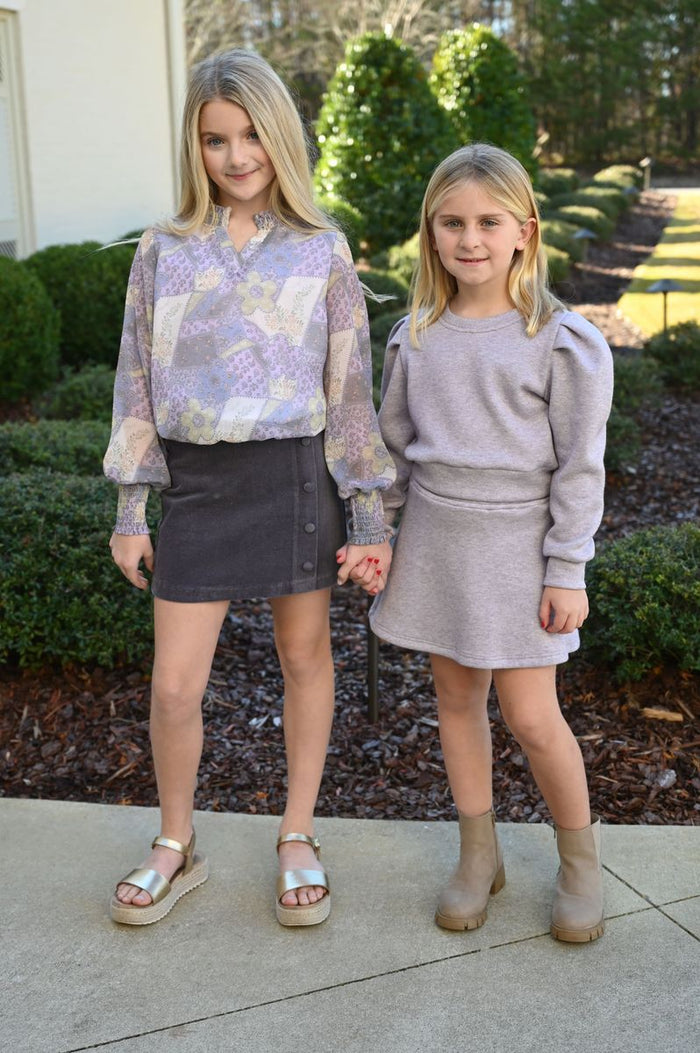 PLEAT ELIZABETH TOP PURPLE PATCH
