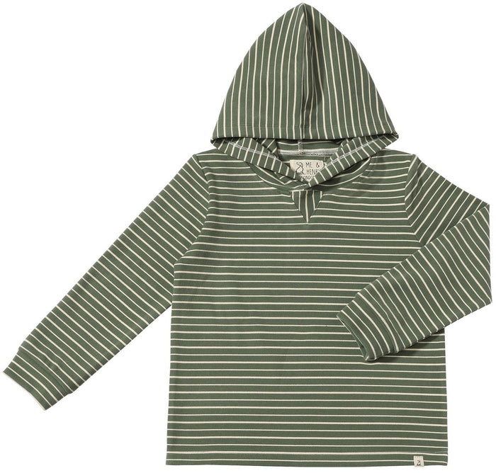 ME & HENRY ROGER HOODED TOP GREEN STRIPE