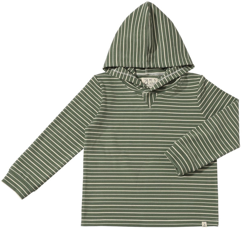 ME & HENRY ROGER HOODED TOP GREEN STRIPE