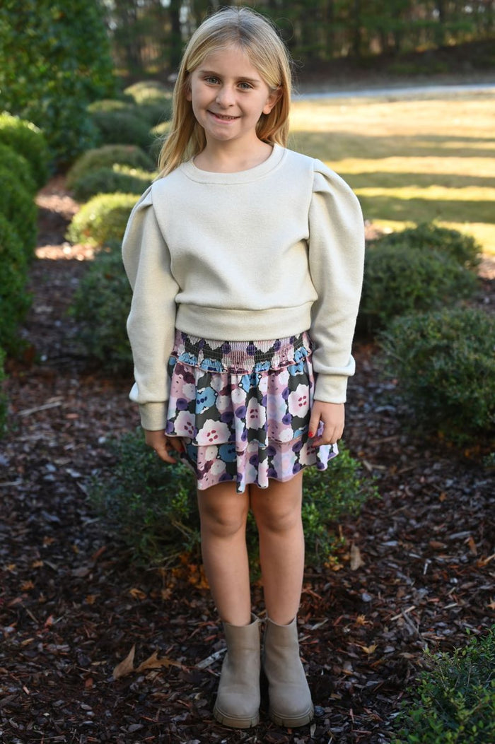 PLEAT SCOTTIE SKIRT TEAL INK BLOT