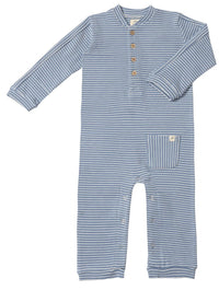 ME & HENRY MITCH HENLEY ROMPER BLUE STRIPE