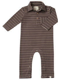 ME & HENRY KINGSTON POLO ROMPER BROWN STRIPE