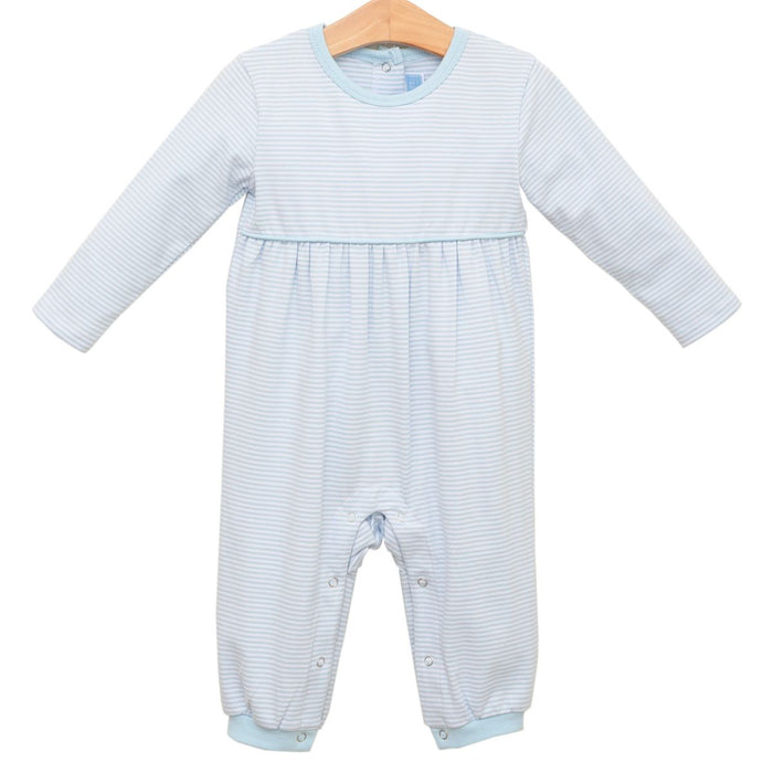 TROTTER STREET BENNETT ROMPER LIGHT BLUE STIRPE