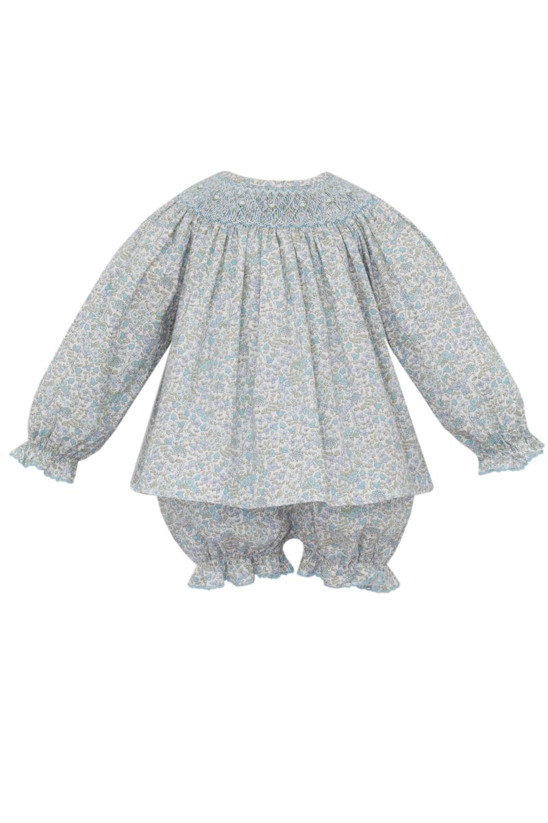 PETIT BEBE ANDREA BLUE LIBERTY FLORAL BISHOP BLOOMER SET