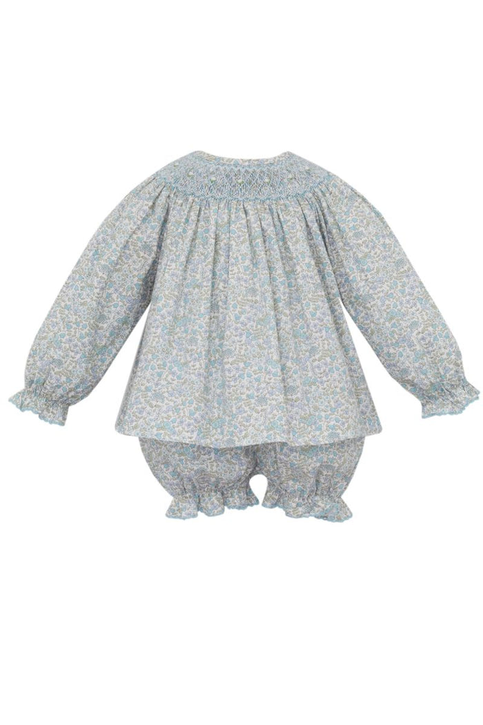 PETIT BEBE ANDREA BLUE LIBERTY FLORAL BISHOP BLOOMER SET