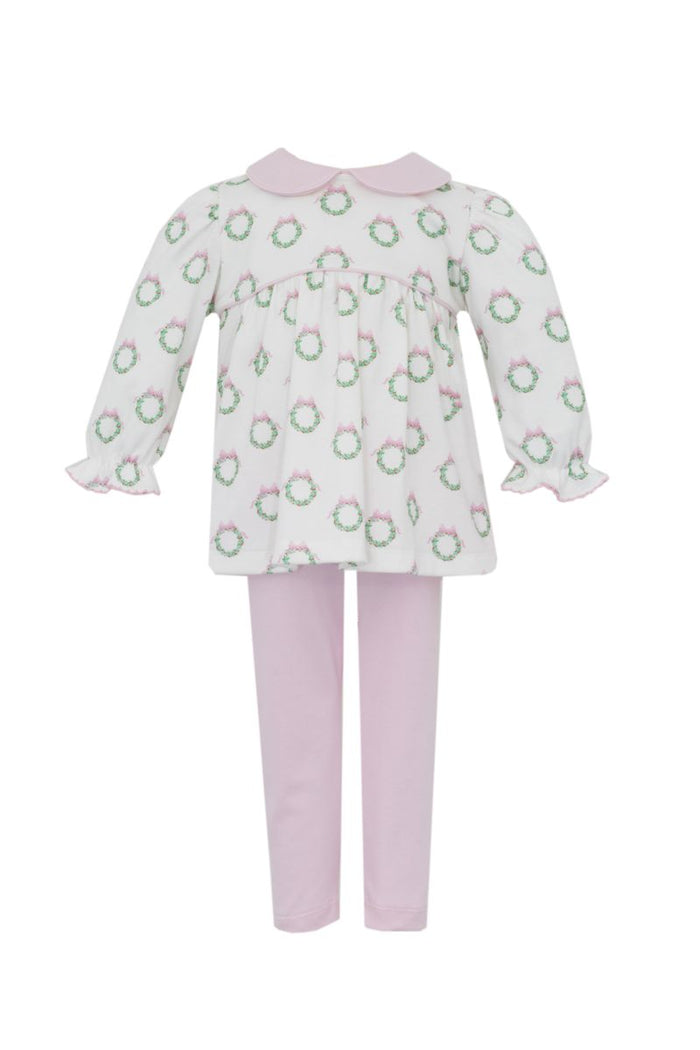 PETIT BEBE HOLIDAY PINK WREATH TUNIC SET