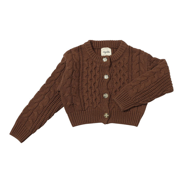 VIGNETTE GIRLS EVELYN CARDIGAN BROWN