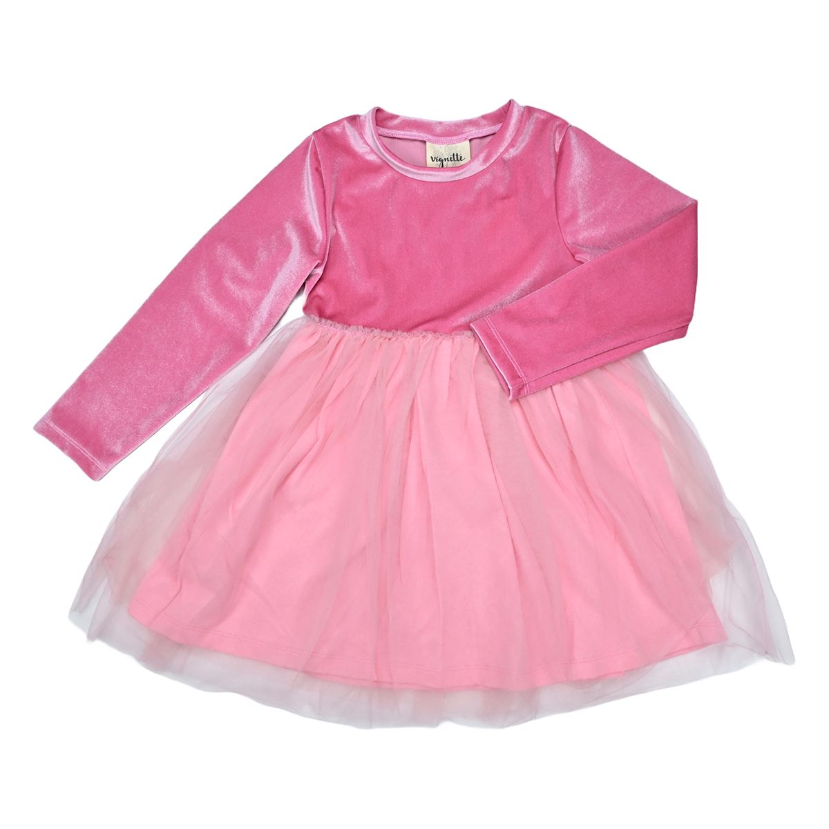 VIGNETTE GIRLS EVA DRESS PINK VELVET