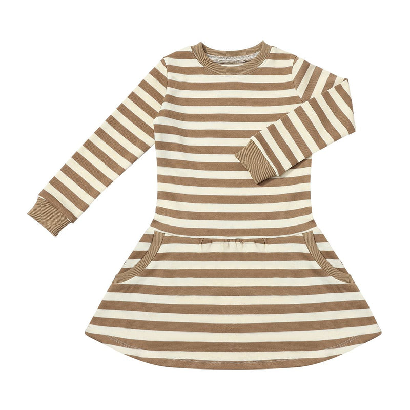 VIGNETTE GIRLS LARA DRESS BROWN STRIPE