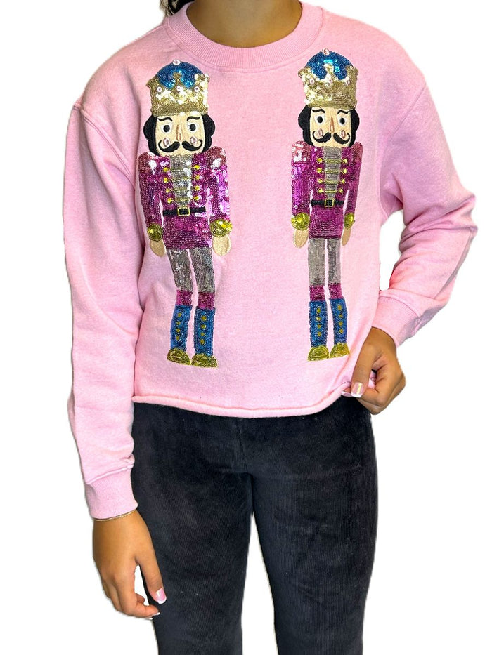 PAPER FLOWER SEQUIN NUTCRACKERS SWEATSHIRT