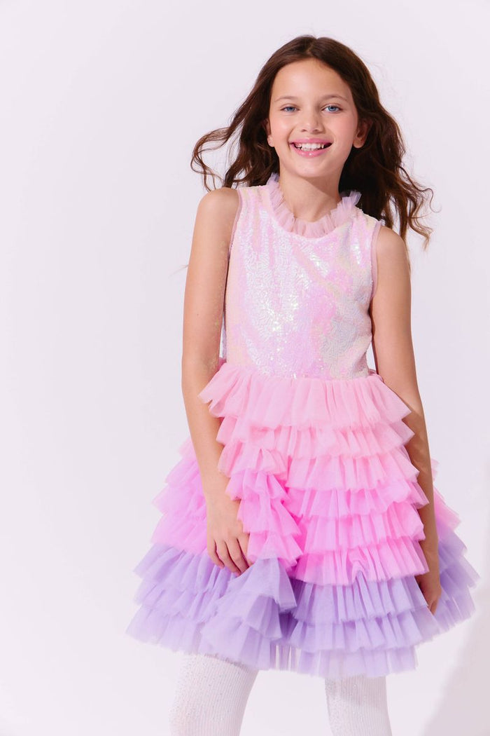 LOLA AND THE BOYS DREAMY OMBRE TULLE DRESS