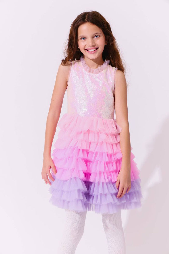 LOLA AND THE BOYS DREAMY OMBRE TULLE DRESS