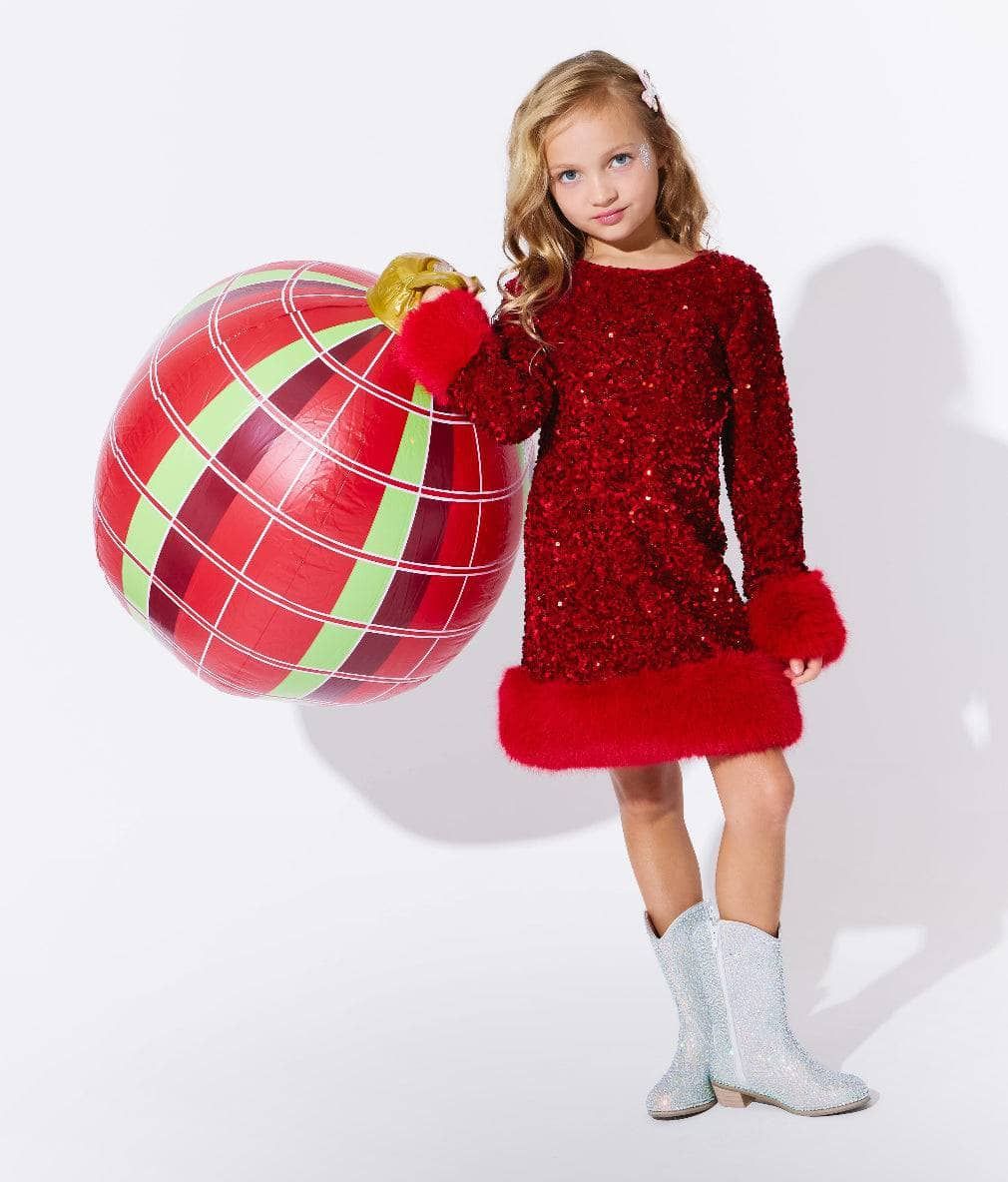 LOLA AND THE BOYS RUBY SHIMMER DRESS