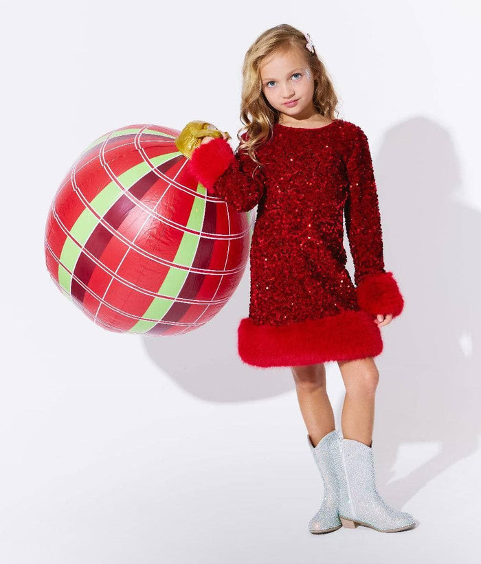 LOLA AND THE BOYS RUBY SHIMMER DRESS